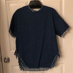 Distressed denim top